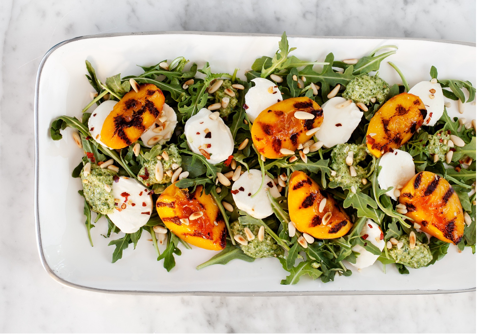 Grilled Peach & Burrata Salad - Trattore Farms